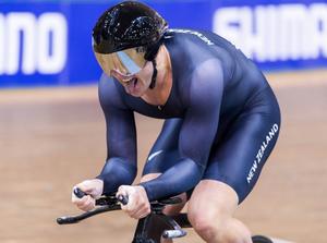 Simon Van Velthooven in action near the finish of the men's 1km Time Trial 